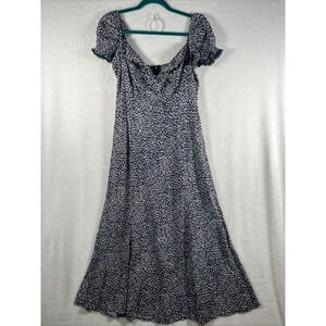 Reformation Shyla Floral Midi Dress Womens 10 Blue Puff Sleeve Anthropologie NWT